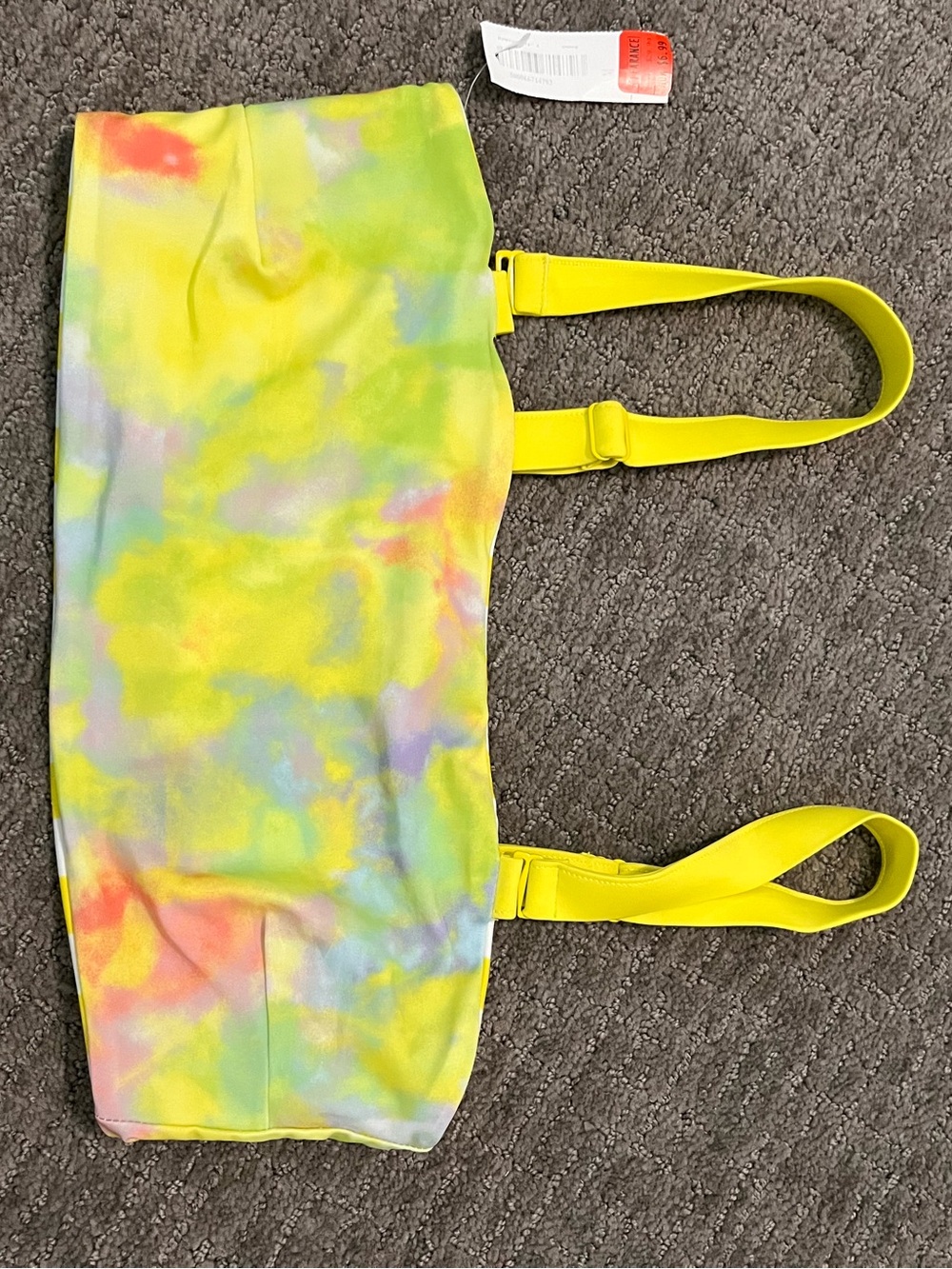 NWT Old navy yellow swim top bikini summer maximalist whimsical tie dye
